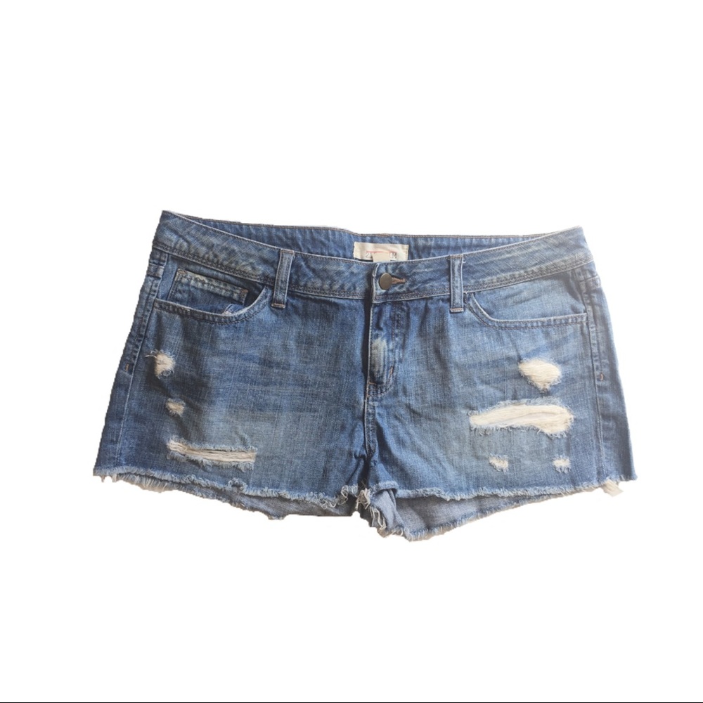 Women’s Distressed Mid-Rise Denim Mini Shorts